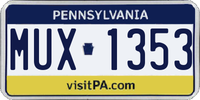 PA license plate MUX1353