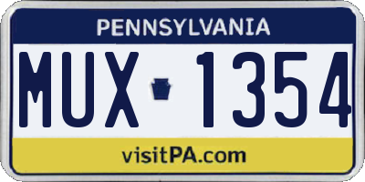 PA license plate MUX1354