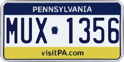 PA license plate MUX1356
