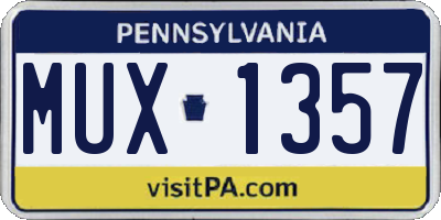 PA license plate MUX1357