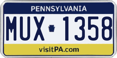 PA license plate MUX1358