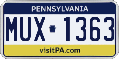 PA license plate MUX1363
