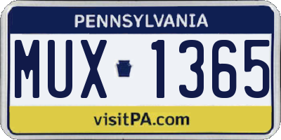 PA license plate MUX1365