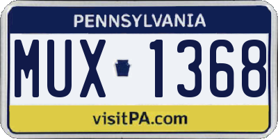 PA license plate MUX1368