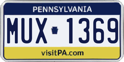 PA license plate MUX1369