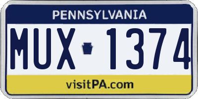 PA license plate MUX1374