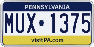 PA license plate MUX1375