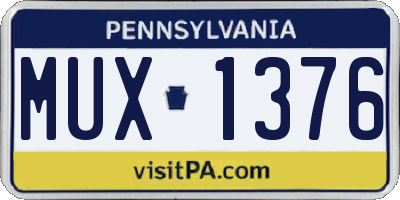 PA license plate MUX1376