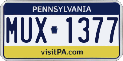 PA license plate MUX1377