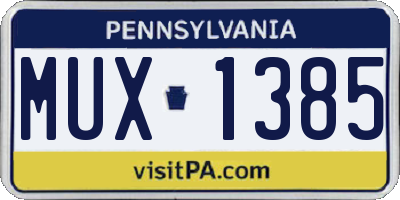 PA license plate MUX1385