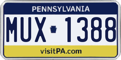 PA license plate MUX1388