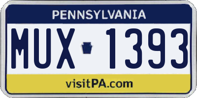 PA license plate MUX1393