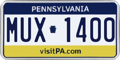 PA license plate MUX1400