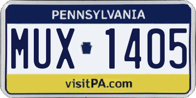 PA license plate MUX1405