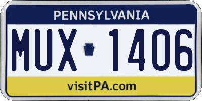 PA license plate MUX1406
