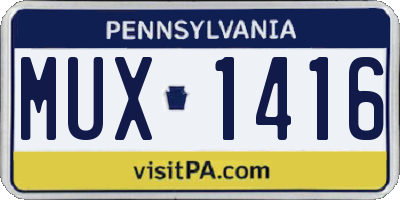 PA license plate MUX1416