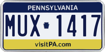 PA license plate MUX1417