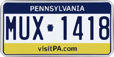 PA license plate MUX1418