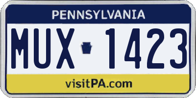 PA license plate MUX1423