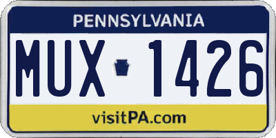 PA license plate MUX1426