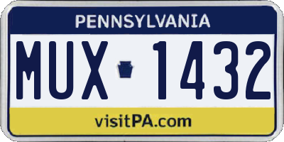 PA license plate MUX1432