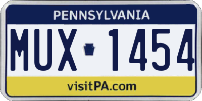 PA license plate MUX1454