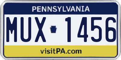 PA license plate MUX1456
