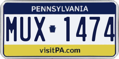 PA license plate MUX1474