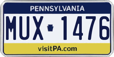 PA license plate MUX1476