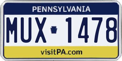 PA license plate MUX1478