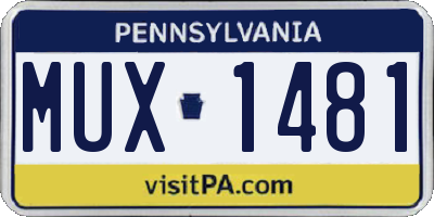 PA license plate MUX1481