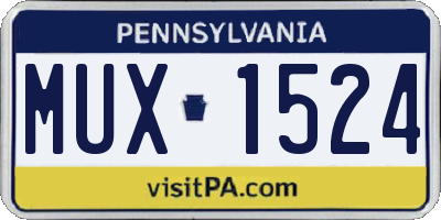 PA license plate MUX1524