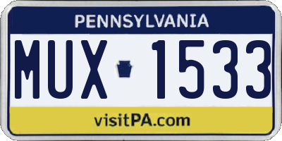 PA license plate MUX1533