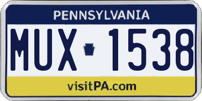 PA license plate MUX1538
