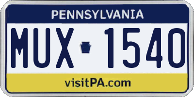 PA license plate MUX1540