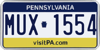 PA license plate MUX1554