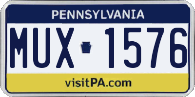 PA license plate MUX1576