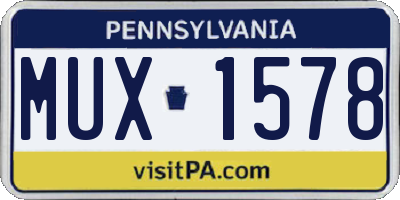 PA license plate MUX1578