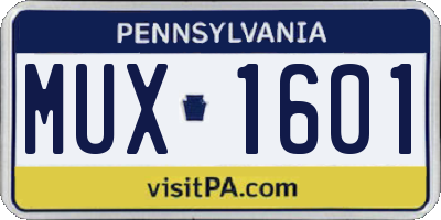 PA license plate MUX1601
