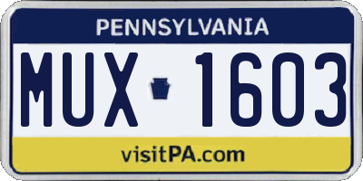 PA license plate MUX1603