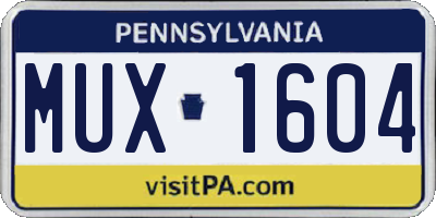 PA license plate MUX1604