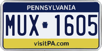 PA license plate MUX1605