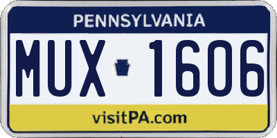 PA license plate MUX1606
