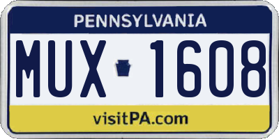 PA license plate MUX1608