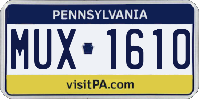 PA license plate MUX1610