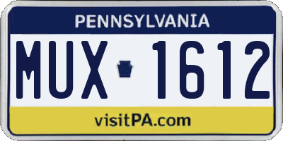 PA license plate MUX1612