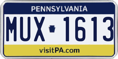 PA license plate MUX1613
