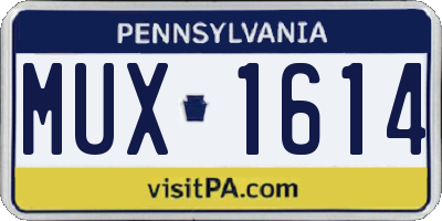PA license plate MUX1614