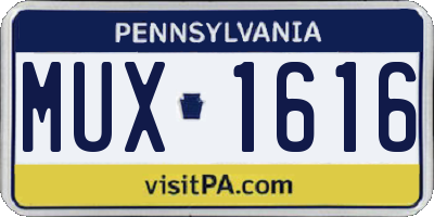 PA license plate MUX1616