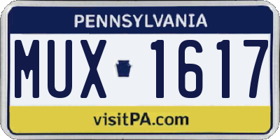 PA license plate MUX1617